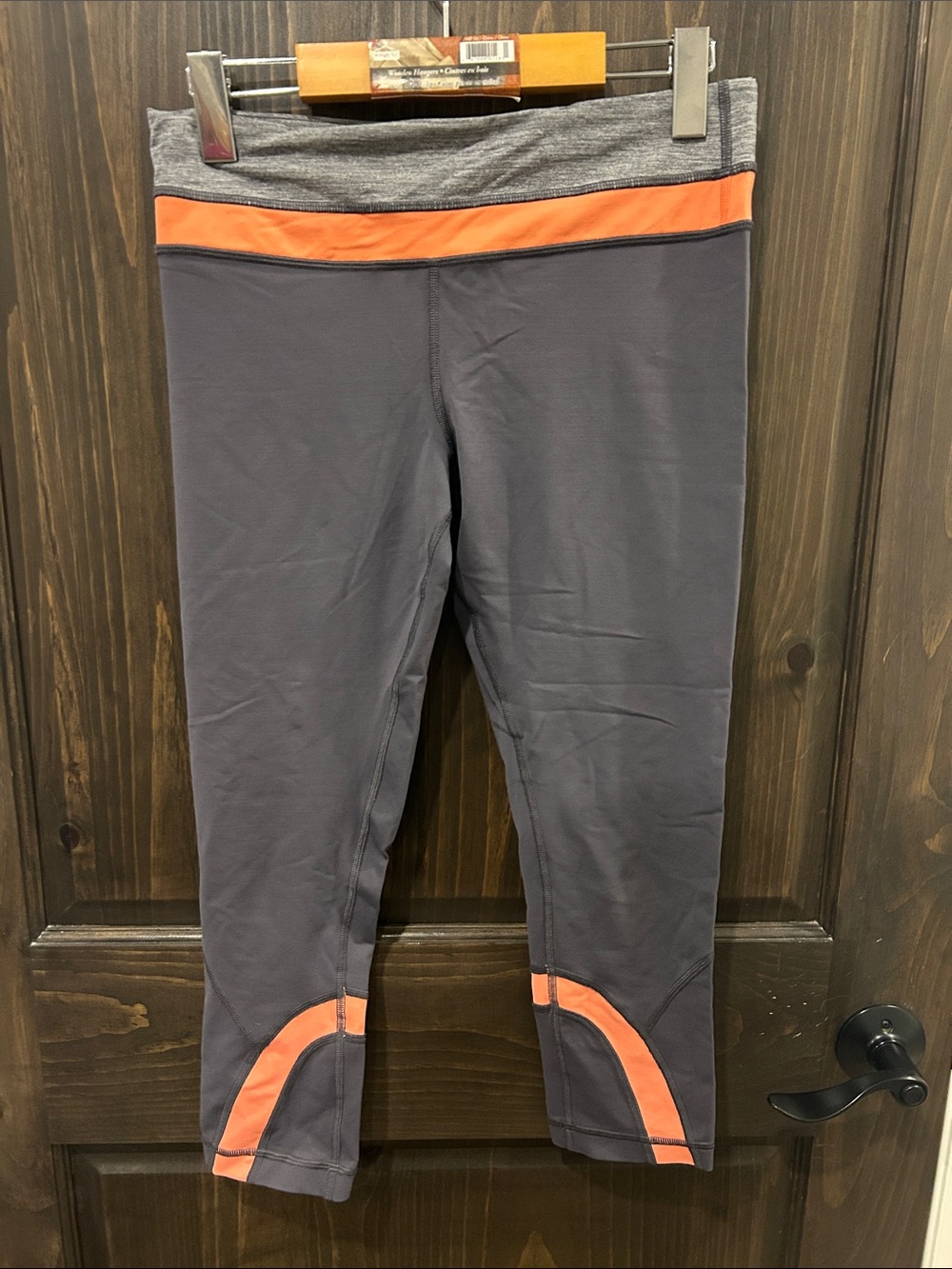 lululemon athletica Gray Capri Leggings with Orange Accents